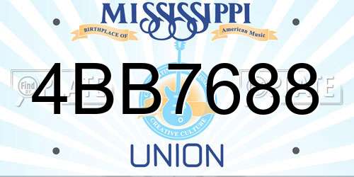 4BB7688 Mississippi License Plate