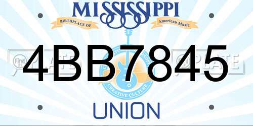 4BB7845 Mississippi License Plate