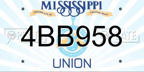 4BB958 Mississippi License Plate