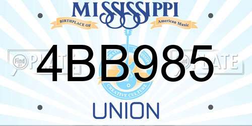 4BB985 Mississippi License Plate