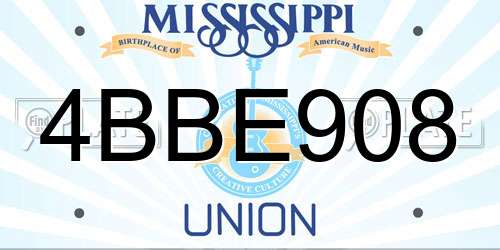 4BBE908 Mississippi License Plate