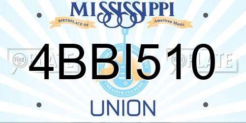 4BBI510 Mississippi License Plate