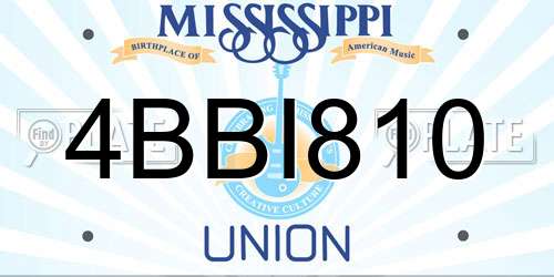 4BBI810 Mississippi License Plate