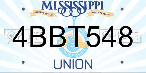 4BBT548 Mississippi License Plate