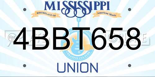 4BBT658 Mississippi License Plate