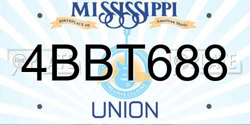 4BBT688 Mississippi License Plate