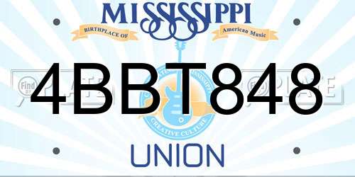 4BBT848 Mississippi License Plate