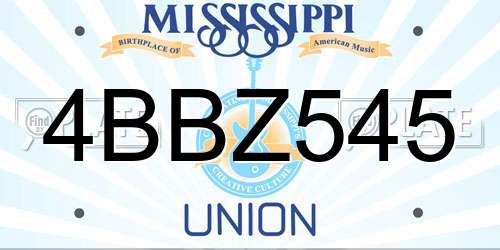 4BBZ545 Mississippi License Plate