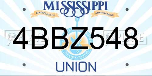 4BBZ548 Mississippi License Plate