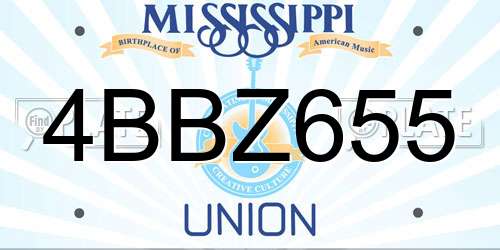 4BBZ655 Mississippi License Plate