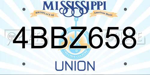 4BBZ658 Mississippi License Plate