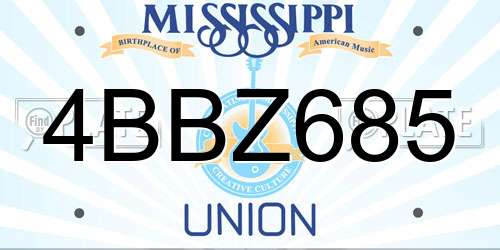 4BBZ685 Mississippi License Plate