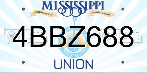 4BBZ688 Mississippi License Plate