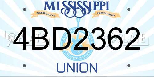 4BD2362 Mississippi License Plate