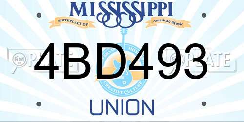 4BD493 Mississippi License Plate