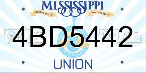 4BD5442 Mississippi License Plate