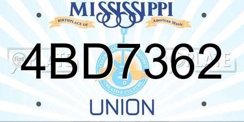 4BD7362 Mississippi License Plate