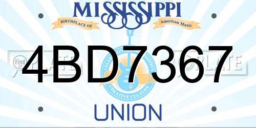 4BD7367 Mississippi License Plate