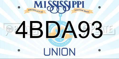 4BDA93 Mississippi License Plate