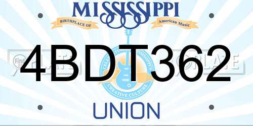 4BDT362 Mississippi License Plate