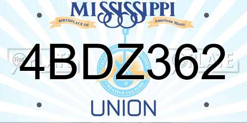 4BDZ362 Mississippi License Plate