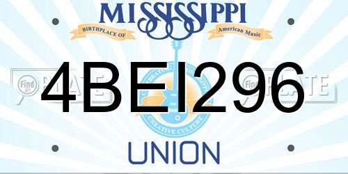 4BEI296 Mississippi License Plate