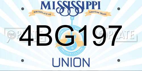 4BG197 Mississippi License Plate