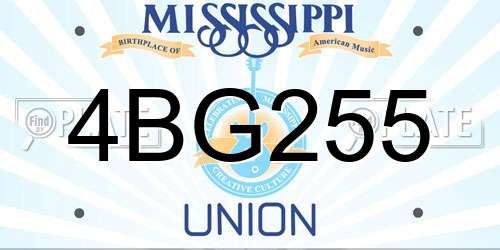 4BG255 Mississippi License Plate