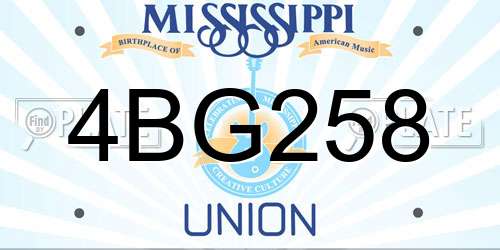 4BG258 Mississippi License Plate