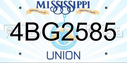 4BG2585 Mississippi License Plate