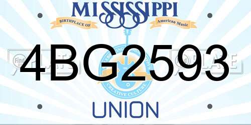 4BG2593 Mississippi License Plate
