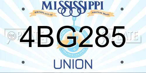 4BG285 Mississippi License Plate