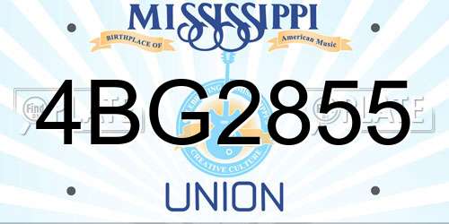 4BG2855 Mississippi License Plate