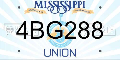 4BG288 Mississippi License Plate