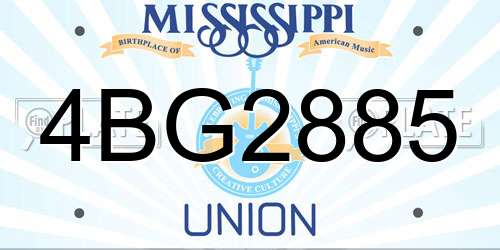 4BG2885 Mississippi License Plate