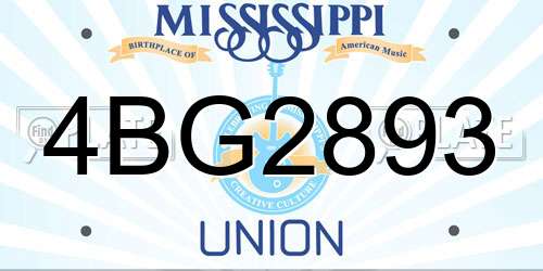 4BG2893 Mississippi License Plate