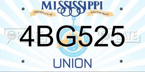 4BG525 Mississippi License Plate