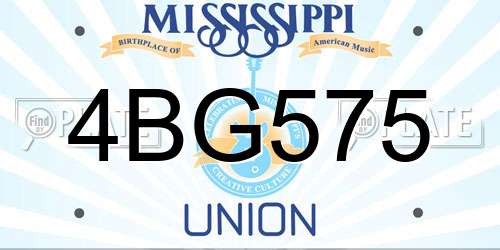 4BG575 Mississippi License Plate