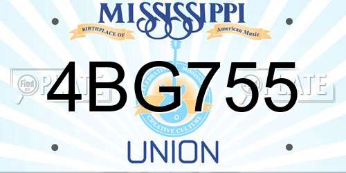 4BG755 Mississippi License Plate