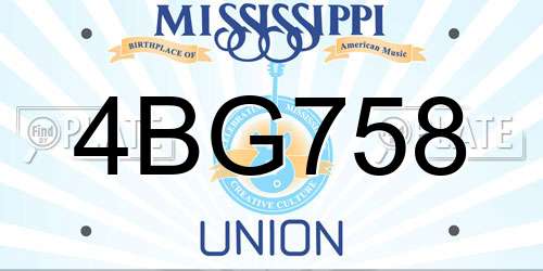 4BG758 Mississippi License Plate
