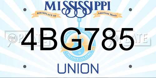 4BG785 Mississippi License Plate