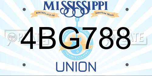 4BG788 Mississippi License Plate