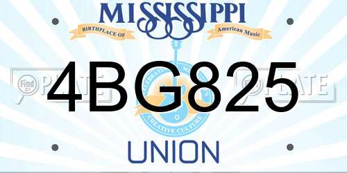 4BG825 Mississippi License Plate