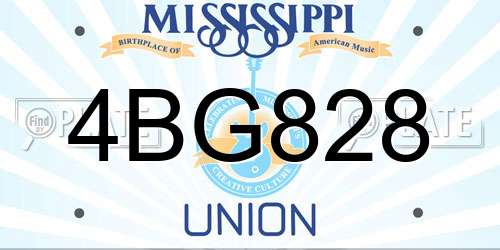 4BG828 Mississippi License Plate