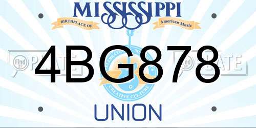 4BG878 Mississippi License Plate