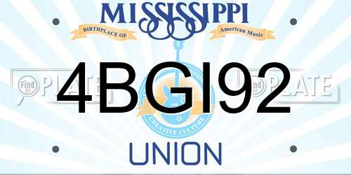 4BGI92 Mississippi License Plate
