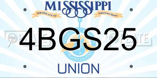 4BGS25 Mississippi License Plate