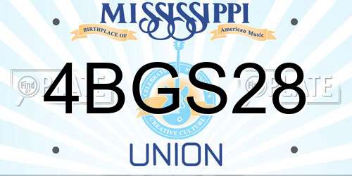 4BGS28 Mississippi License Plate