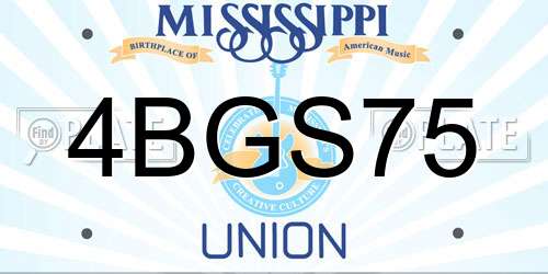 4BGS75 Mississippi License Plate