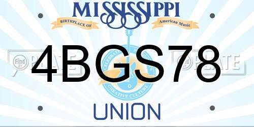 4BGS78 Mississippi License Plate